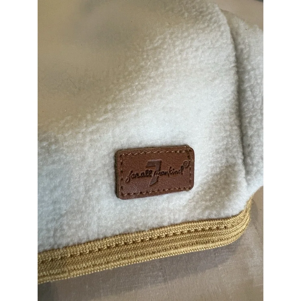 7 For All Mankind Snap Fleece Pullover Sweatshirt Cream Navy Yellow Boys Sz 7